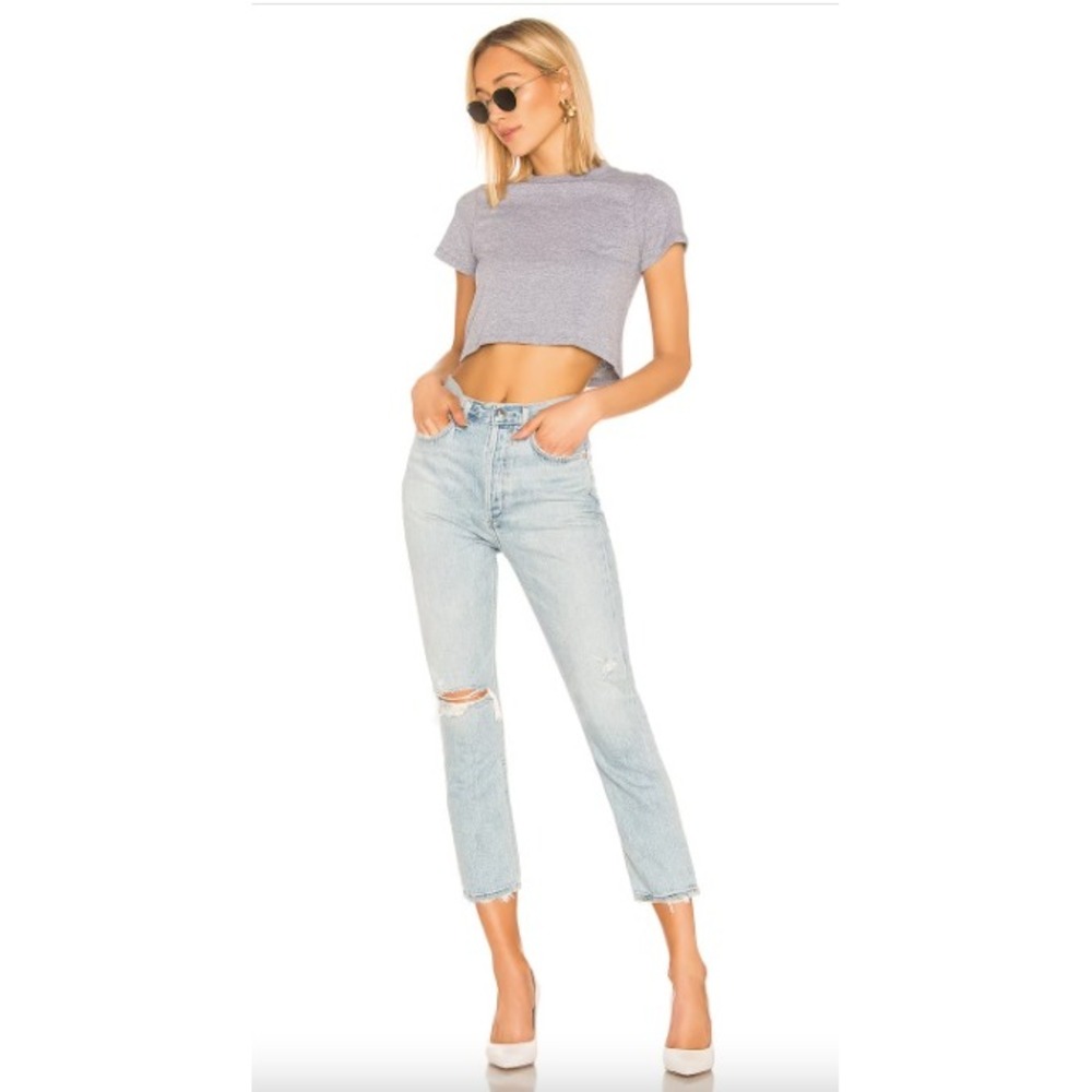 AGOLDE Riley High Rise Straight Crop in Shatter Blue 25 Baddie Edgy Offduty VSCO